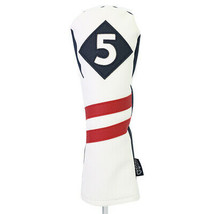 Majek Retro Golf #5 Fairway Wood Headcover White Blue with Red Stripe Vi... - $14.60