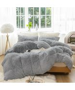 LUOYUAN Plush Shaggy Duvet Cover Set 3 Pieces Aesthetic Fluffy Comforter... - £47.16 GBP