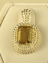 Vtg Sterling Signed 925 CID Clyde Duneier Emerald cut Yellow Citrine Gem Pendant - £59.35 GBP