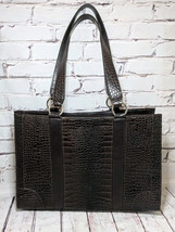 Coldwater Creek Dark Brown Juliana Faux Croc Footed Tote Laptop Work Bag... - £9.33 GBP