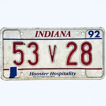 1992 United States Indiana Hoosier Hopsitality Passenger License Plate 53 V 28 - £14.74 GBP