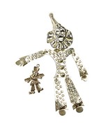 Mexico Sterling Silver Large Mobile Clown Brooch &amp; Small Pendant - €114,45 EUR