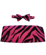 David&#39;s Formal Wear Hot Pink Tiger Tuxedo Cummerbund and Bowtie Set - $2,237.78 MXN
