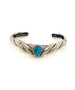 Vintage Signed Sterling Southwest Repousse Style Turquoise Stone Cuff Br... - $128.99 CAD