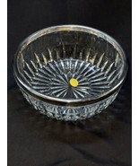 Vintage Leonard 9&quot; Cut Crystal Bowl w/ Silver Plate Rim Italy MCM Decor ... - £14.71 GBP