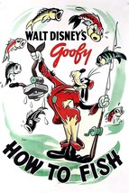 1942 Walt Disneys How To Fish Movie Poster 11X17 Goofy  - £9.79 GBP