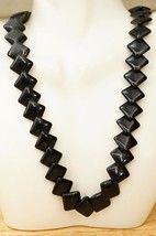 Vintage Costume Jewelry Black Lucite Geometric Square Link TRIFARI Neckl... - $19.79