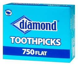 Diamond Flat TOOTHPICKS 750 count Wood 2.5&quot; No Additive Birch wooden Mad... - $24.12