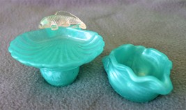 Aqua Shell Dishes, Beach decor, Handcrafted Set of 2, Pair of turquoise shells - £14.43 GBP