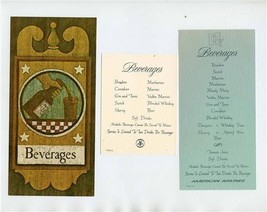 American Airlines 3 Different Coach Class Beverage Menus Old Logos  - £13.98 GBP