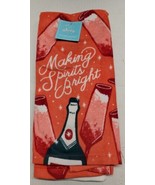 Wine themed hand towels set of 2 MAKING SPIRITS BRIGHT st nicholas squar... - £5.47 GBP
