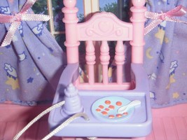 Fisher Price Loving Family Dollhouse Pink Purple High Chair Feeding Bott... - £8.69 GBP