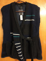 RARE Marc Marc Jacobs $368 Multicolor Patchwork Merino Wrap Sweater Vest XS S M - £68.36 GBP