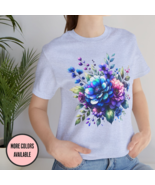 Floral Bouquet T-Shirt for Women Watercolor Flower Graphic Tee Garden Lo... - $34.32 CAD+