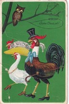 Dressed Rooster &amp; Chicken on a Date 1912 Boonville MO Postcard D59 - £6.31 GBP