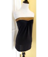 Victoria&#39;s Secret MODA INTERNATIONAL Black/Gold Strapless Stretch Top (S... - $19.50
