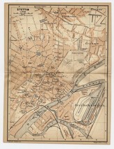 1904 Original Antique Map Of Szczecin Stettin Pomerania Pommern Poland Germany - £17.07 GBP