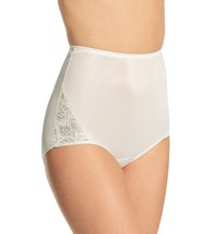 Three Shadowline Nylon Full cut Briefs with side lace Style 17082 Size 9 Ivory - £26.74 GBP