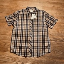 Yellow Plaid Button Up Short Sleeve Mens Sz XL NWT Vintage PJ Mark Shirt Y2K - £15.76 GBP