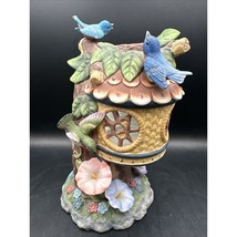 Partylite Tree Top Inn Porcelain Blue Bird House Tea Light Holder 8” Tall - £8.56 GBP