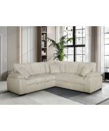 Newlyn Cream Corduroy Sectional Sofa Bed with Pullout and Storage - $1,588.00