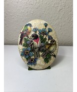Vintage 1970s Oval Chalkware Bird Decoupage Crackle Plaque Picture Cotta... - $281.01 MXN