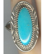 Oval Turquoise Cabochon set in Signed Sterling Silver in size 7 5/8 Ring - €56,06 EUR