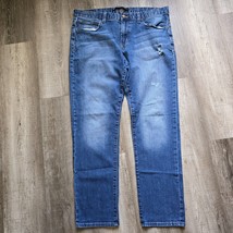 Edgar + Ash Jeans Blue Mens 38x32 Straight leg Casual Denim Rock Distressed - $24.94