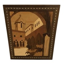 Notturno Intarsio Wall Plaque Sorrento Italy San Francesco D&#39;assisi Inlaid Wood - £19.17 GBP