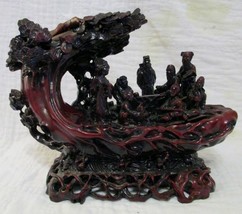Chinese Deep Red Resin Statue of the Eight Immortals Gambling over Board... - $99.00