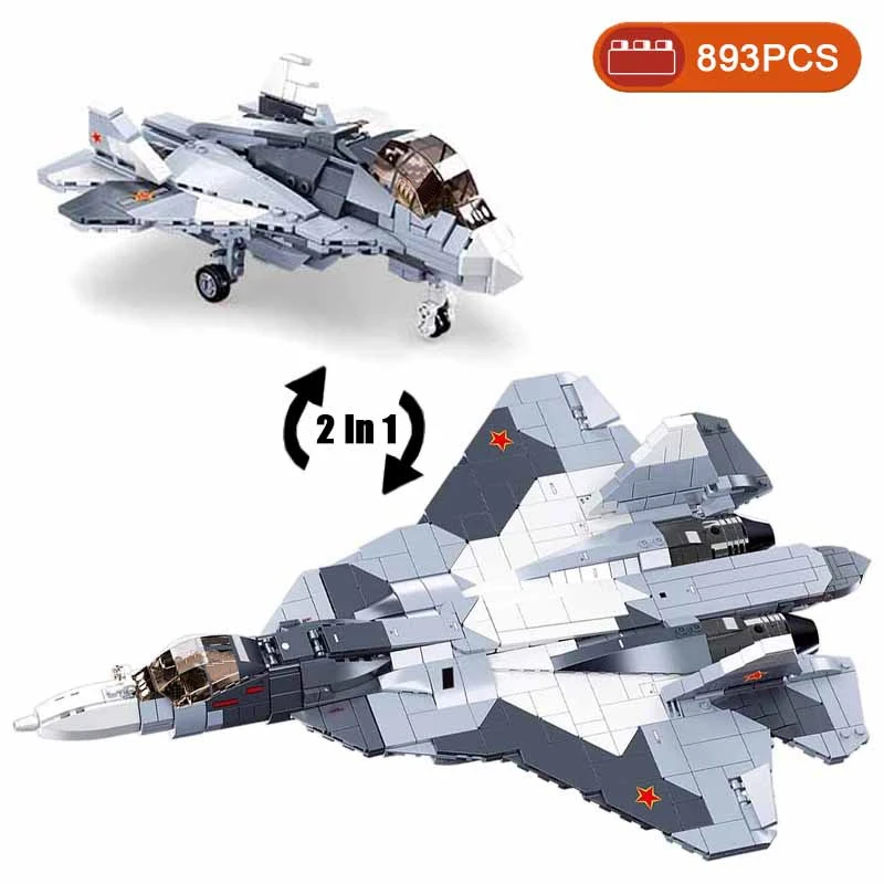 WWII Sukhoi Su-57 Modern Stealth Fighter Military Aircraft Soldier Building - £44.59 GBP
