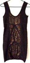 Bebe dress size M women black &amp; gold sparkles zipper on side short sleev... - £15.94 GBP