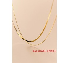 14K Gold Filled Flat Herringbone Chain in 16 or 18 inches, Bold Necklace Chain  - £93.57 GBP