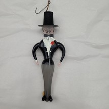 De Carlini Hand Blown Glass Ornaments Black Top Hats &amp; Pin Stripe Tuxedo Men - £31.64 GBP