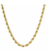 x2 Gold 18K over 316L Stainless Steel 6mm Thick Rope Chain Necklace 24 inch - £12.63 GBP