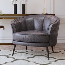 Merax Modern Luxury Upholstered Accent Chair Velvet Vanity Armchair For, Brown. - £298.12 GBP