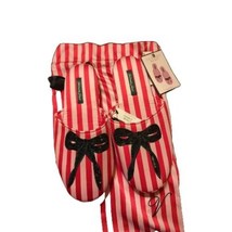 Victoria&#39;s Secret Signature Slippers Size S Striped Satin Sparkling Bow  - £12.91 GBP