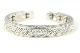 Judith Ripka CZ Cuff Bracelet REAL Solid .925 Sterling Silver 52.5 g - £172.22 GBP