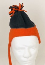 The Childrens Place Fleece Hat Small 6-12 months Gray Orange Trim - £7.52 GBP