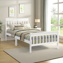 Twin Bed Frame Panel Bed Mattress Foundation Sleigh Bed with Headboard/Footboard - £162.37 GBP