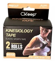 Kinesiology Elastic Sports Tape 40 Precut 10&quot; Strips (Two Rolls 2&quot; x 16&#39;... - £11.15 GBP