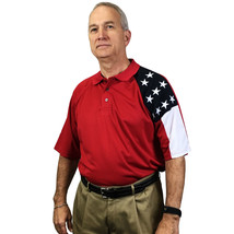 New** USA Flag Moisture Wicking Polo | American Flag Polyester polo - £19.98 GBP