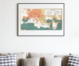 Map of the Early Crusades in Europe and the Middle East - Print 18 x 12 in - £15.54 GBP