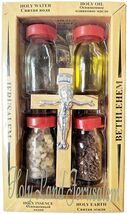 HOLYLAND BLESSED HOLY WATER EARTH OIL INCENSE w/ OLIVEWOOD JESUS CROSS G... - $11.99