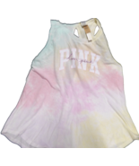 Victoria Secret PINK Tank Top Slit Open Back Size 2XL Tie Dye Double Logo - $31.47 CAD