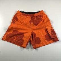 Chaps Swim Trunks Shorts Mens Medium Orange Large Floral Mesh Lined Pockets - £11.01 GBP