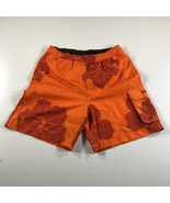 Chaps Swim Trunks Shorts Mens Medium Orange Large Floral Mesh Lined Pockets - £11.02 GBP