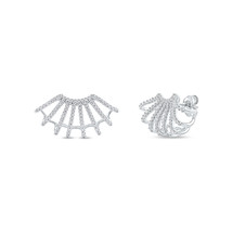10k White Gold 1/2Ct TDW Diamond Multi Piercing Look J-Hoop Claw Earrings - £399.17 GBP