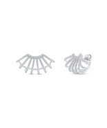 10k White Gold 1/2Ct TDW Diamond Multi Piercing Look J-Hoop Claw Earrings - £314.57 GBP
