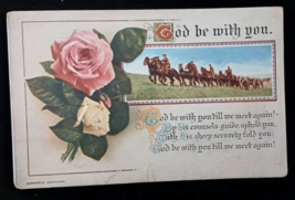 God be with you Vtg Romantic Postcard 1900&#39;s Bamfort Victorian Post Card - $4.74